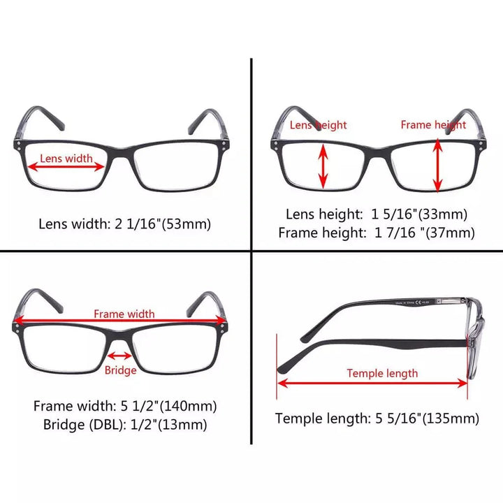 Rectangle Reading Glasses Comfort Classic Readers R802