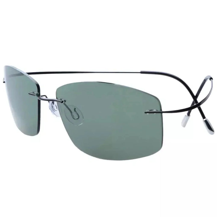 Rectangle Rimless Titanium Frame Polarized Sunglasses S1504