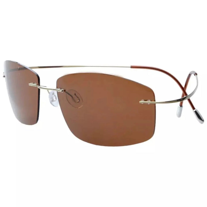 Rectangle Rimless Titanium Frame Polarized Sunglasses S1504