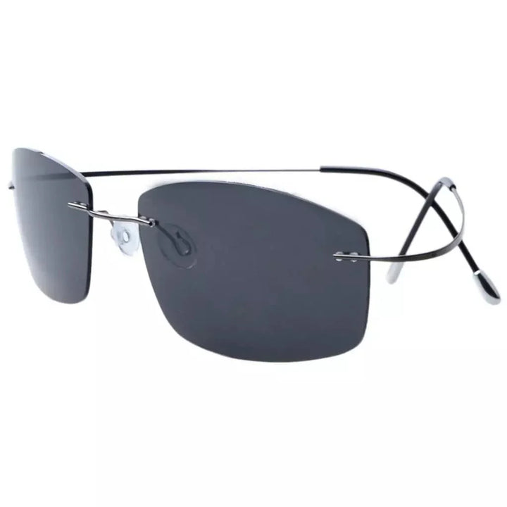 Rectangle Rimless Titanium Frame Polarized Sunglasses S1504