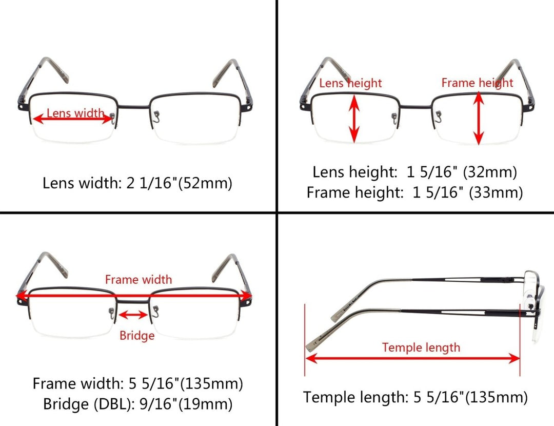 Rectangle Semi Rim Reading Glasses R15014