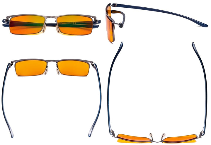 Rectangle Half-rim Blue Light Blocking Eyeglasses DS12625