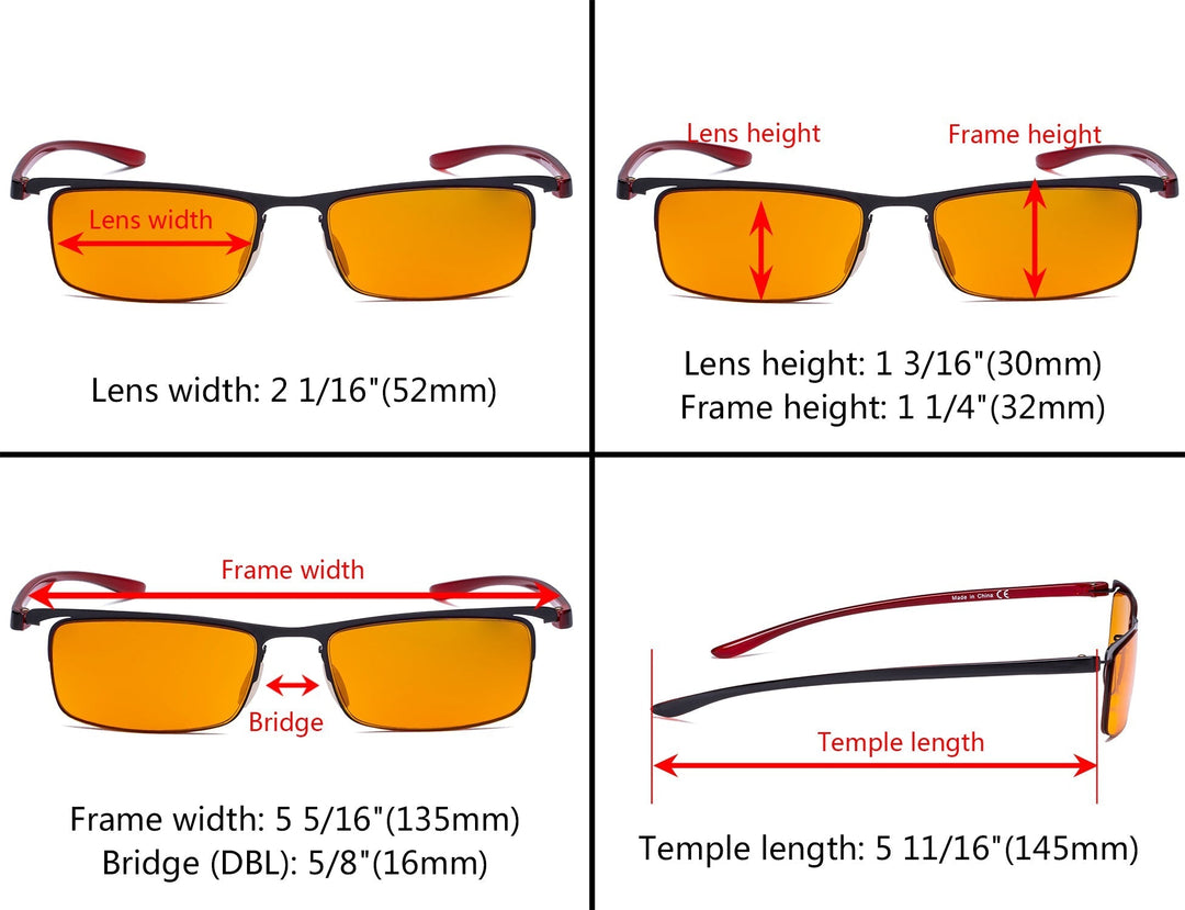 Rectangle Half-rim Blue Light Blocking Eyeglasses DS12625