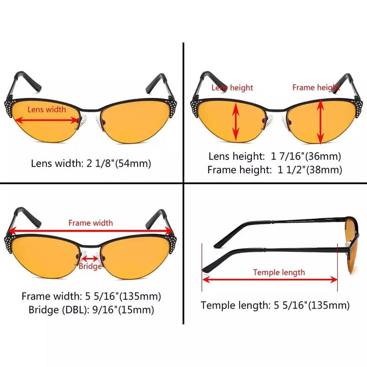 Rhinestones Blue Light Blocking Reading Glasses LX17002-BB98