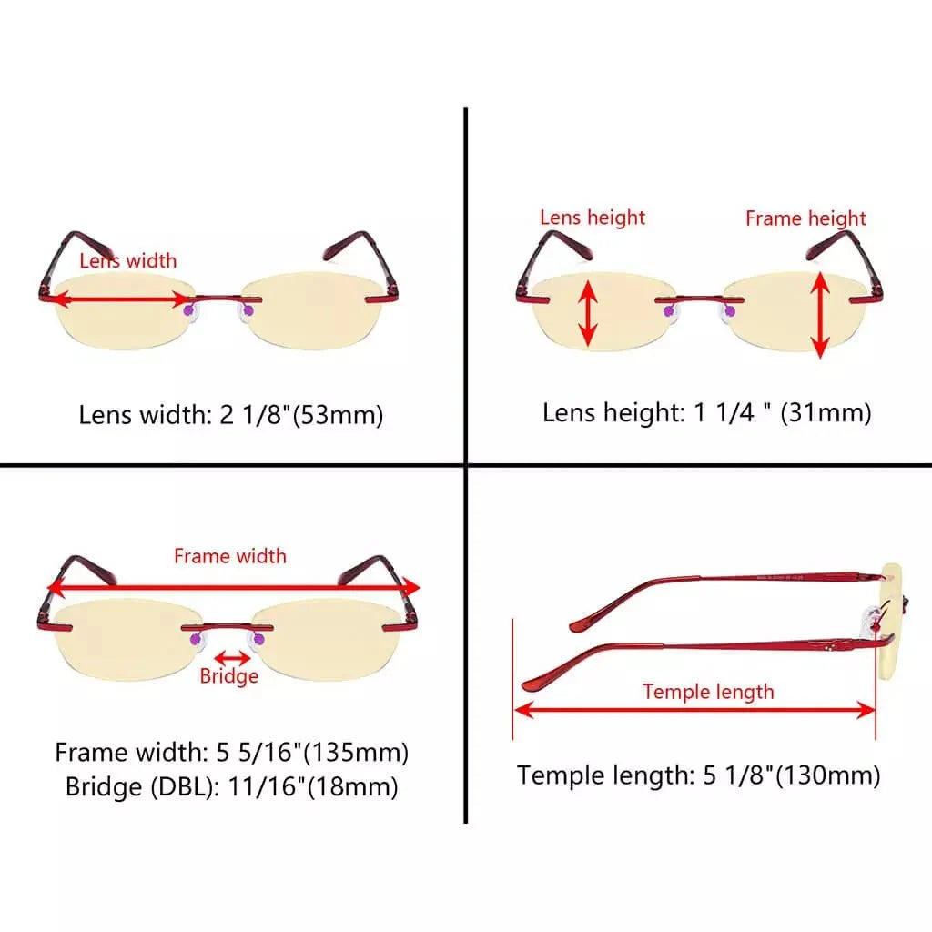 Rimless Blue Light Blocking Reading Glasses TMWK9903A