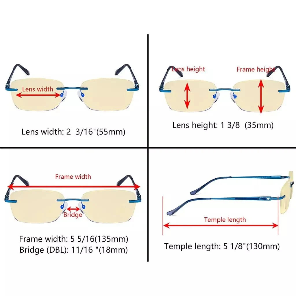 Rimless Blue Light Blocking Reading Glasses TMWK9905A