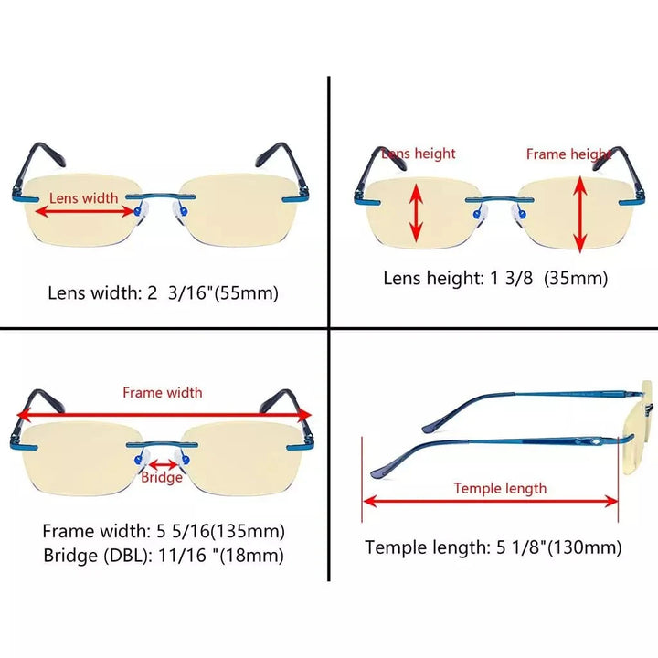 Rimless Blue Light Blocking Reading Glasses TMWK9905A