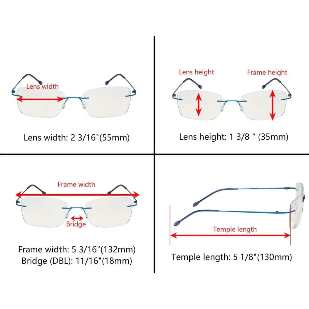 Rimless Progressive Multifocal Reading Glasses MWK9905B