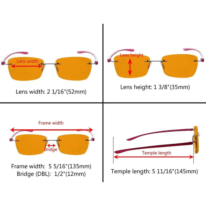 Rimless Rectangle Blue Light Blocking Eyeglasses DS14009