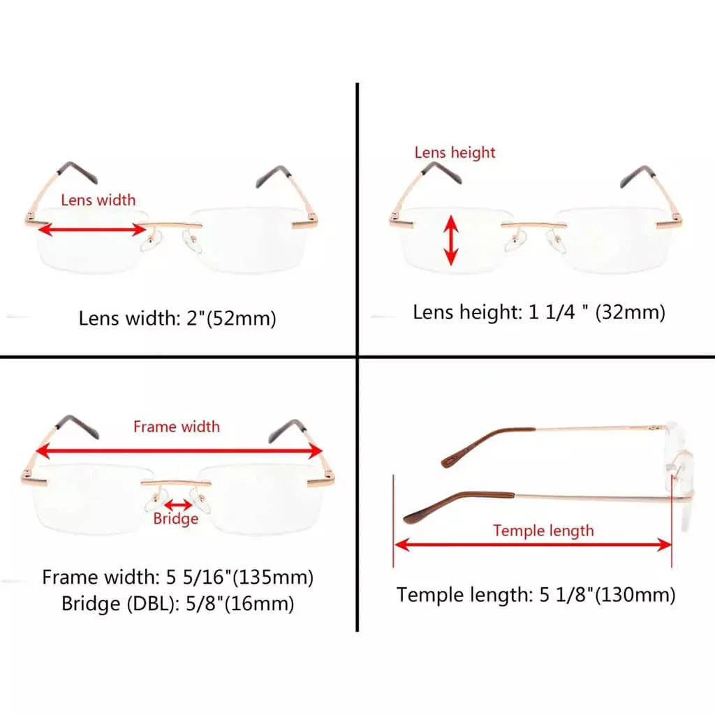 Rimless Rectangle Reading Glasses R1612
