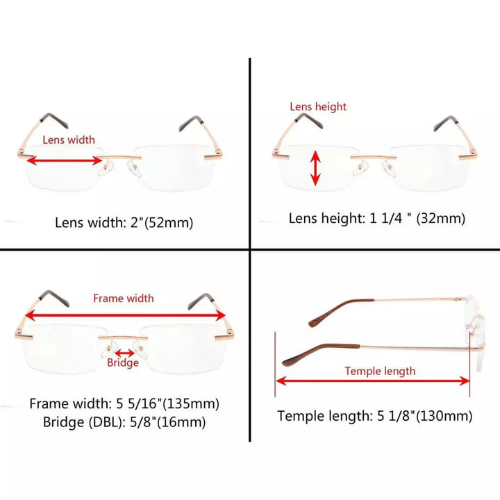 Rimless Rectangle Reading Glasses R1612