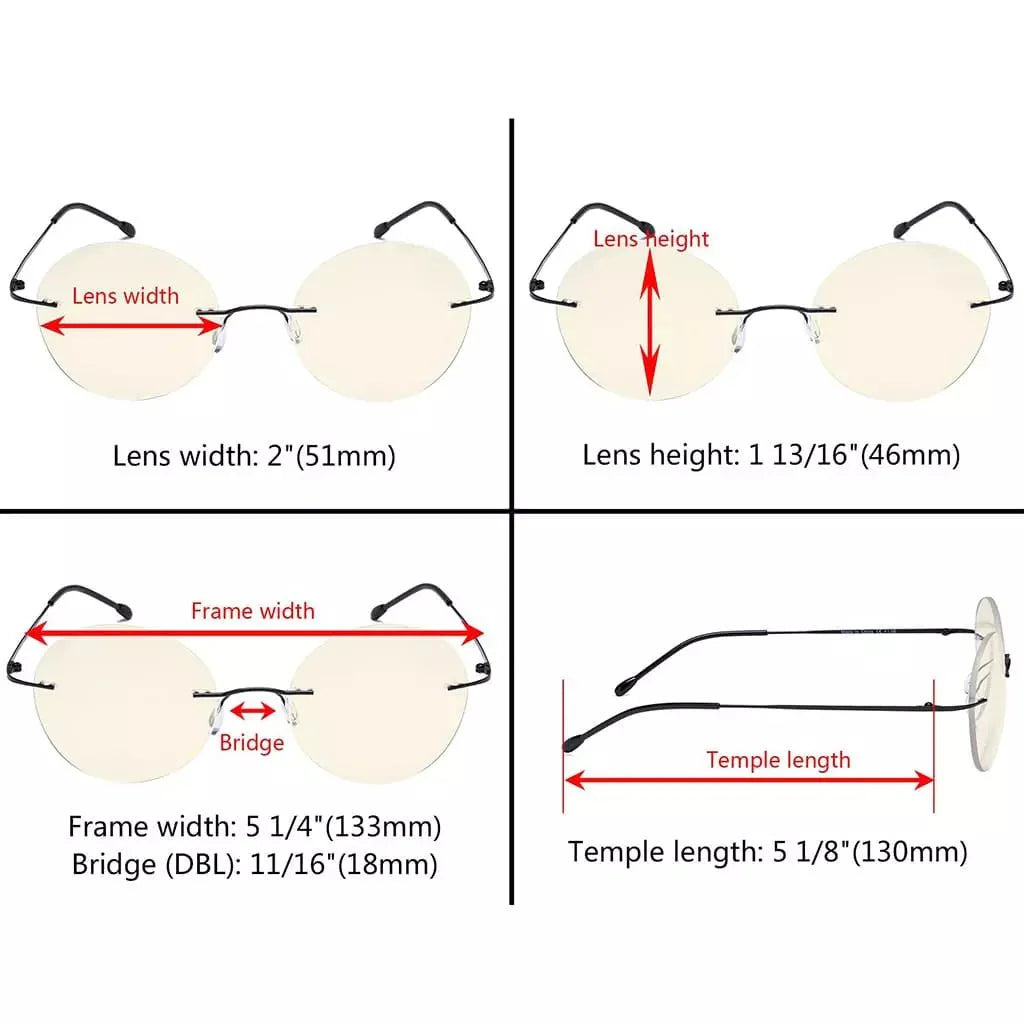 Rimless Round Multifocus Progressive Reading Glasses MWK9910