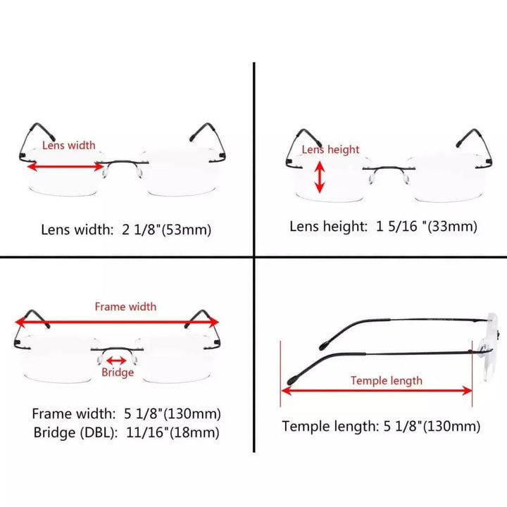 Rimless Rectangle Reading Glasses RWK9904