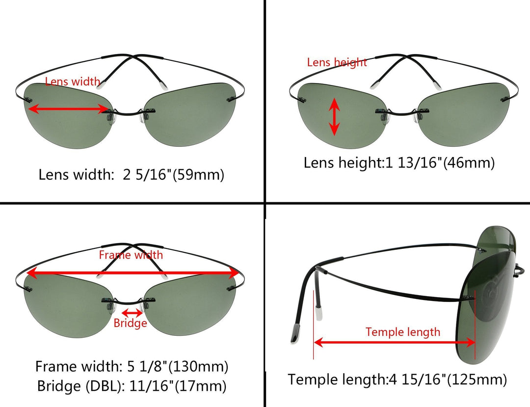 Polarized Rimless Titanium Frame Sunglasses