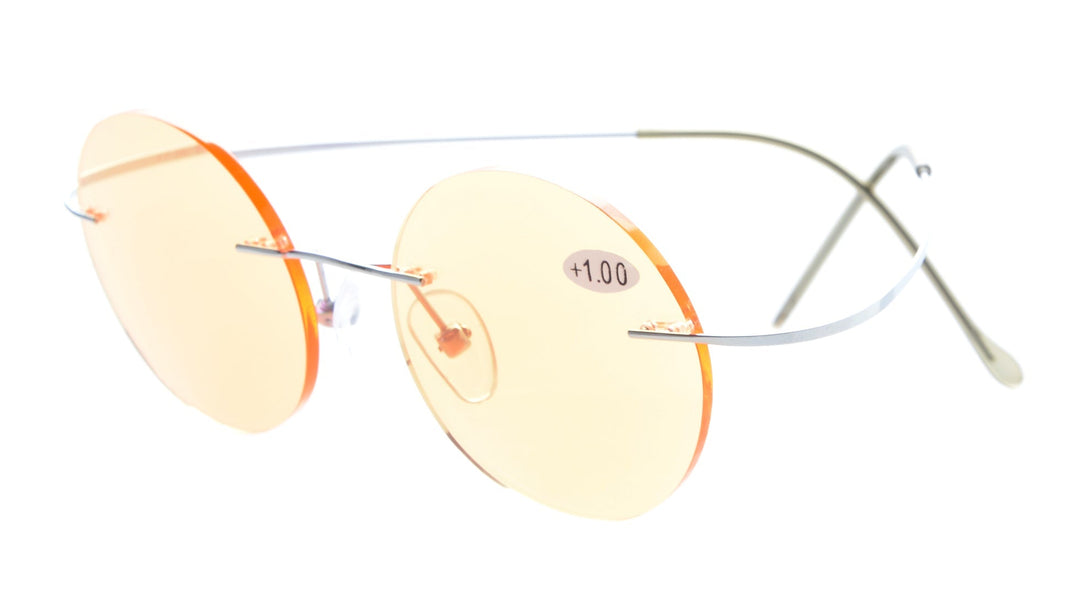 Gafas de lectura redondas sin montura con filtro de luz azul UVR15026 