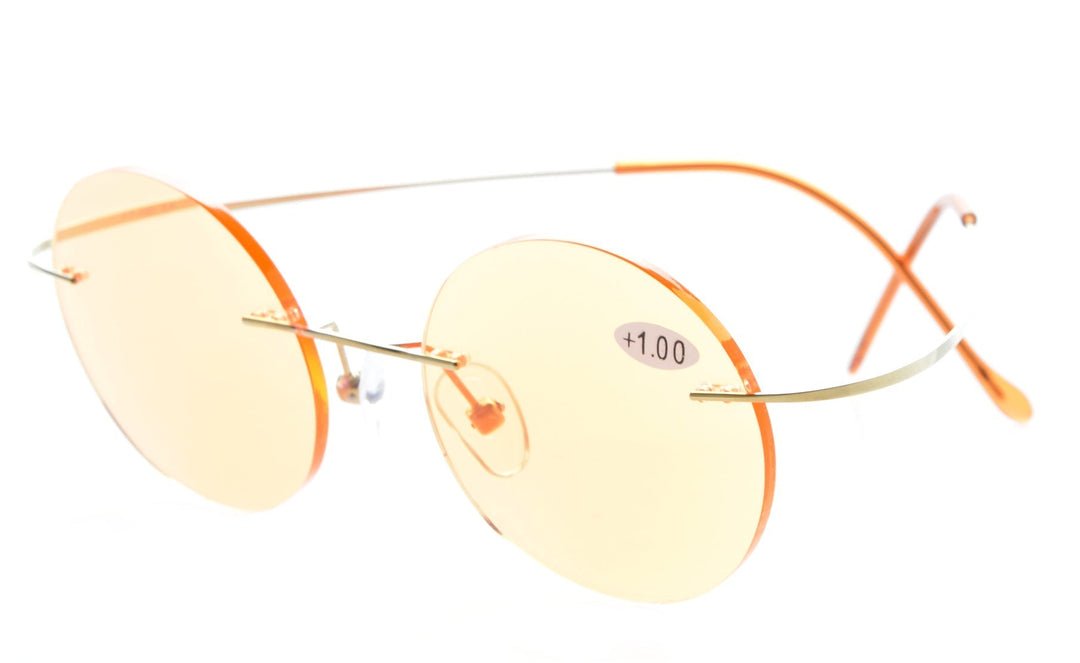 Gafas de lectura redondas sin montura con filtro de luz azul UVR15026 