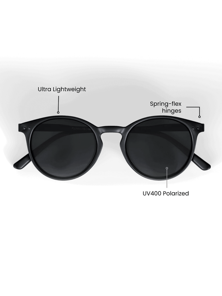 Black Round Polarized Sunglasses - Black Lens UV400 for Men & Women