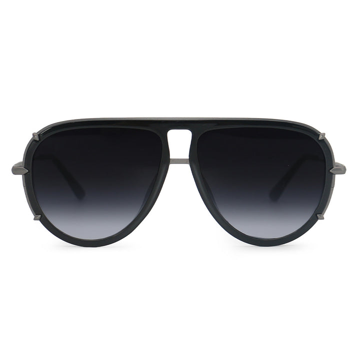Ivy Luxe - Black Tangle-Free Round Aviator Sunglasses