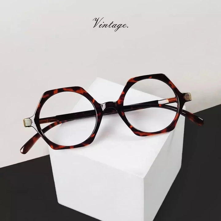 Small Vintage Polygon Reading Glasses Classic Geometric Readers R2009