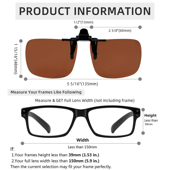 Square Flip up Polarized Clip on Sunglasses F69 (60MMx48MM)