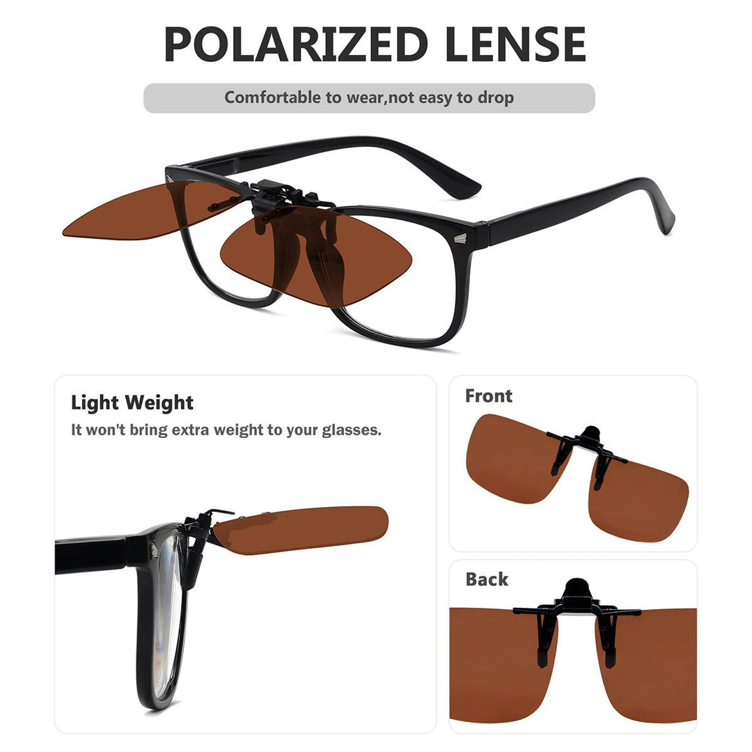 Square Flip up Polarized Clip on Sunglasses F69 (60MMx48MM)