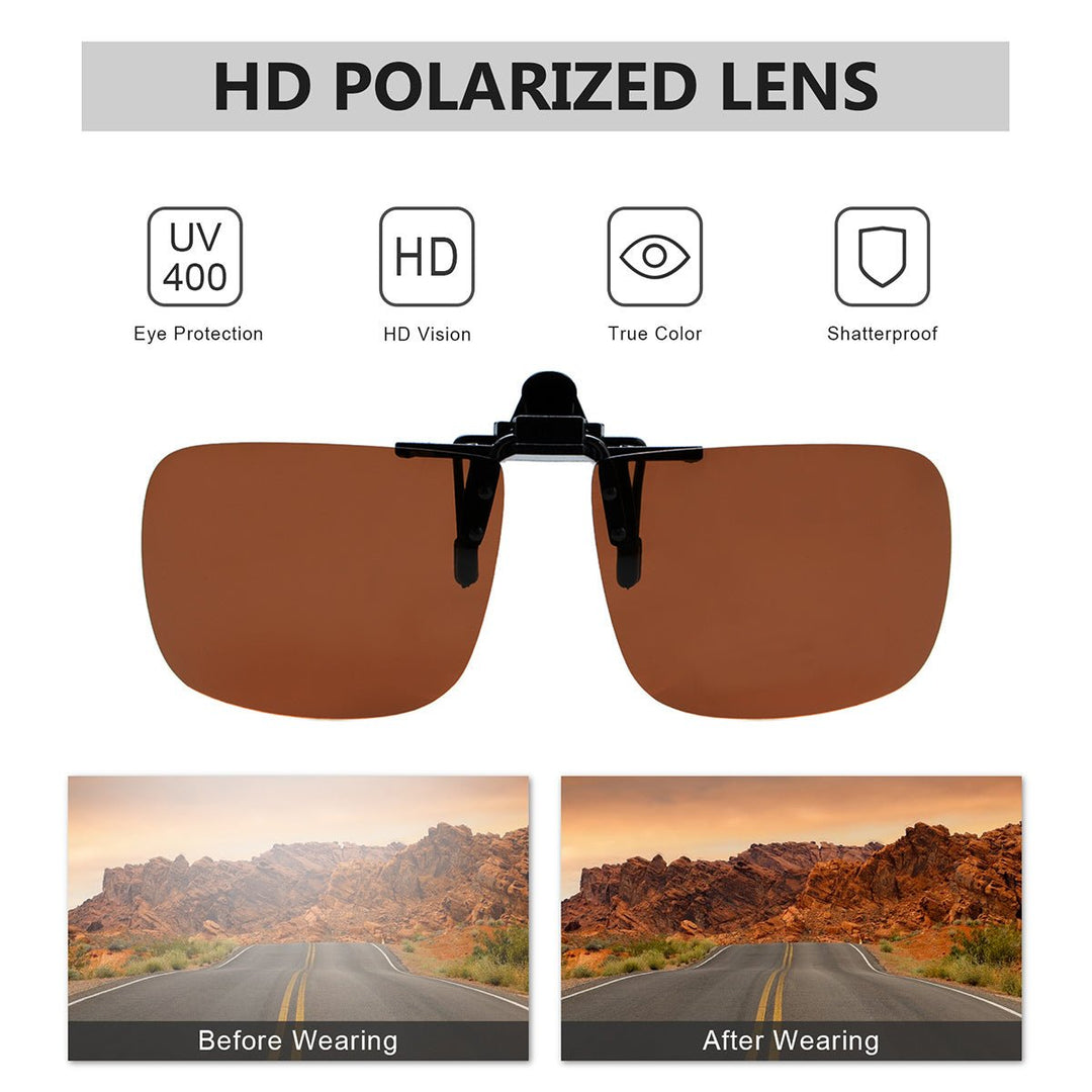 Square Flip up Polarized Clip on Sunglasses F69 (60MMx48MM)
