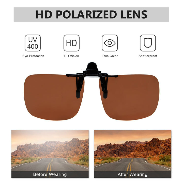 Square Flip up Polarized Clip on Sunglasses F69 (60MMx48MM)