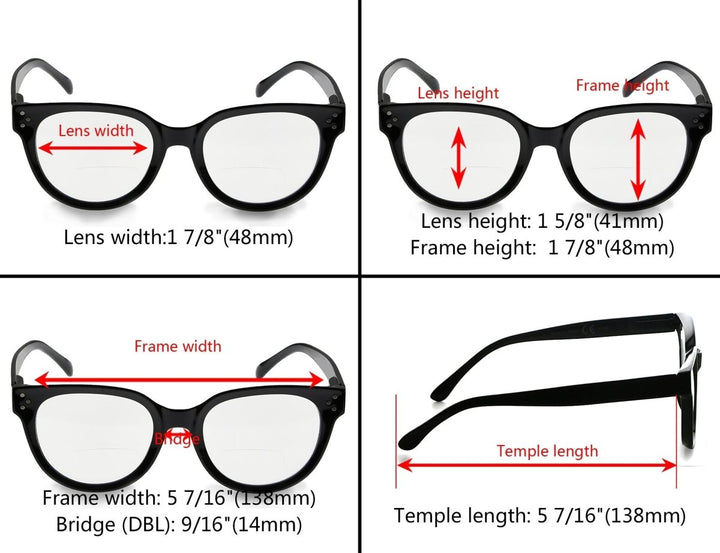 Stylish Thicker Frame Bifocal Reading Glasses BR9110