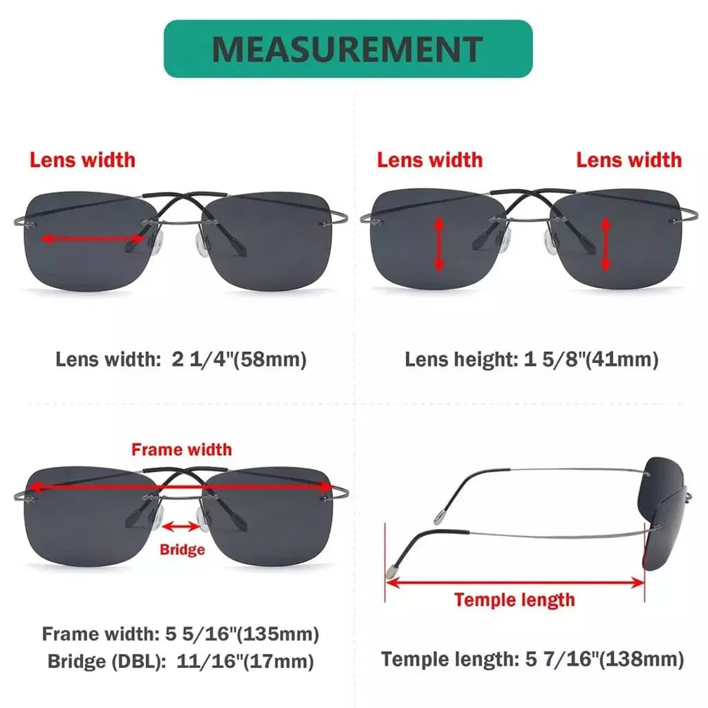 Stylish Rimless Titanium Frame Polarized Sunglasses S1503
