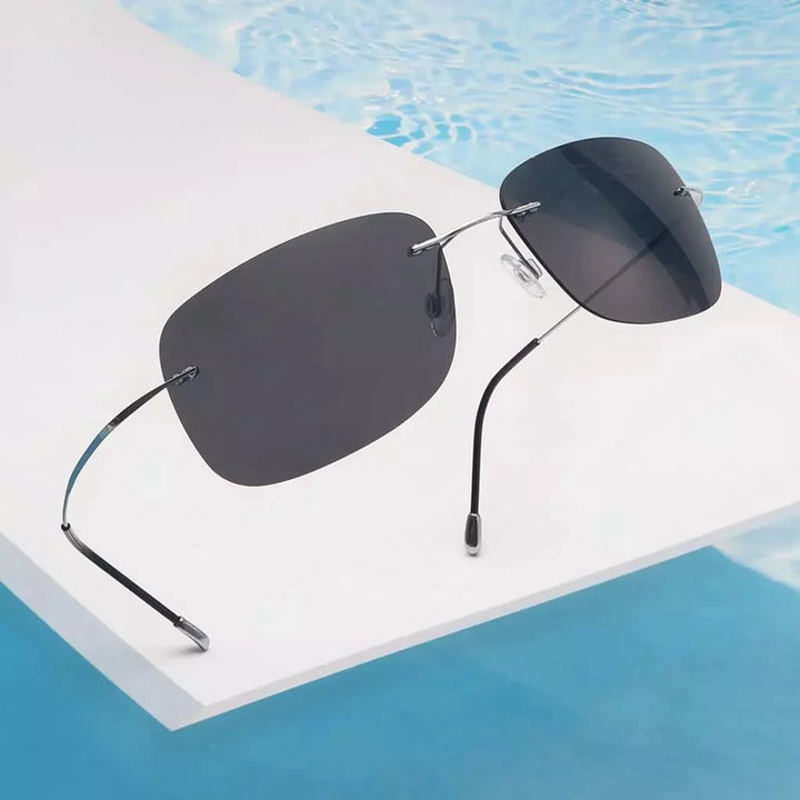 Stylish Rimless Titanium Frame Polarized Sunglasses S1503