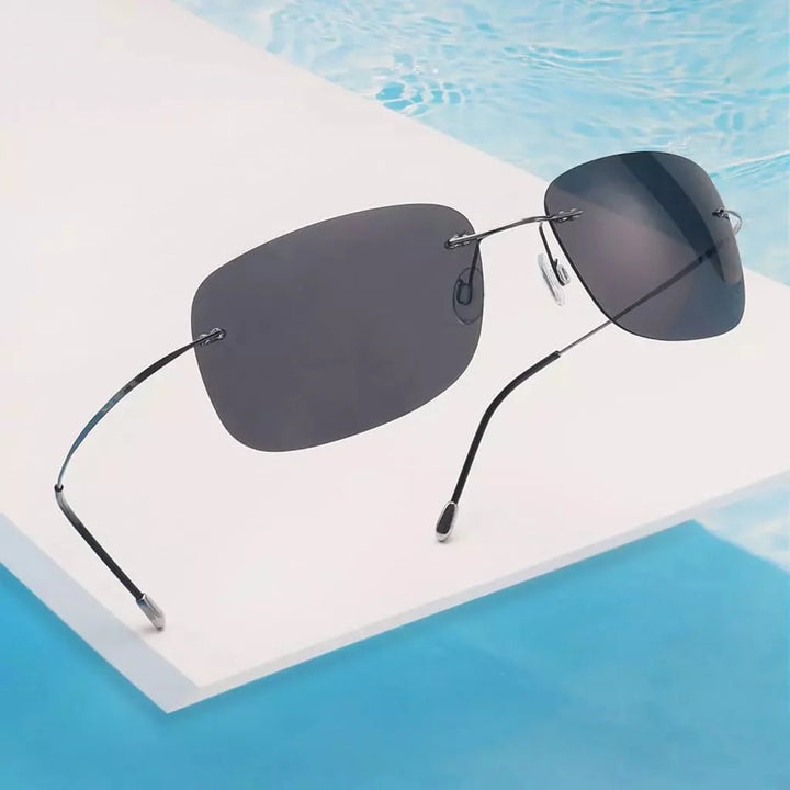 Stylish Rimless Titanium Frame Polarized Sunglasses S1503