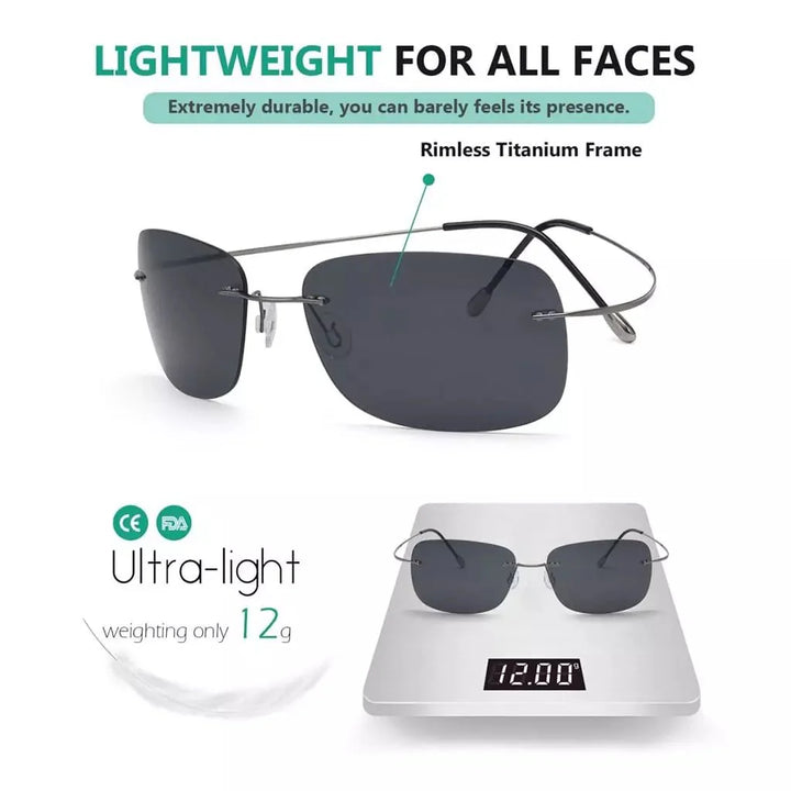 Stylish Rimless Titanium Frame Polarized Sunglasses S1503