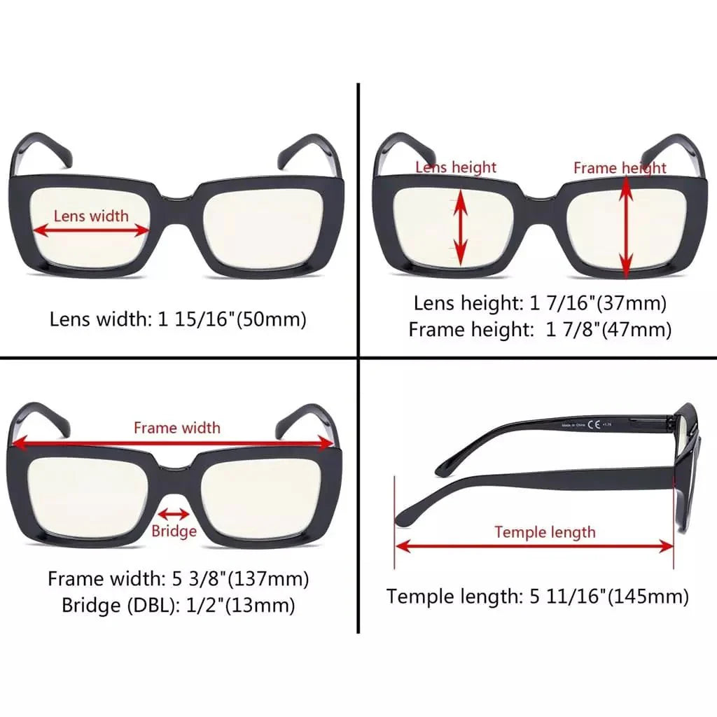 Stylish Thicker Frame Blue Light Filter Reading Glasses UVR9107