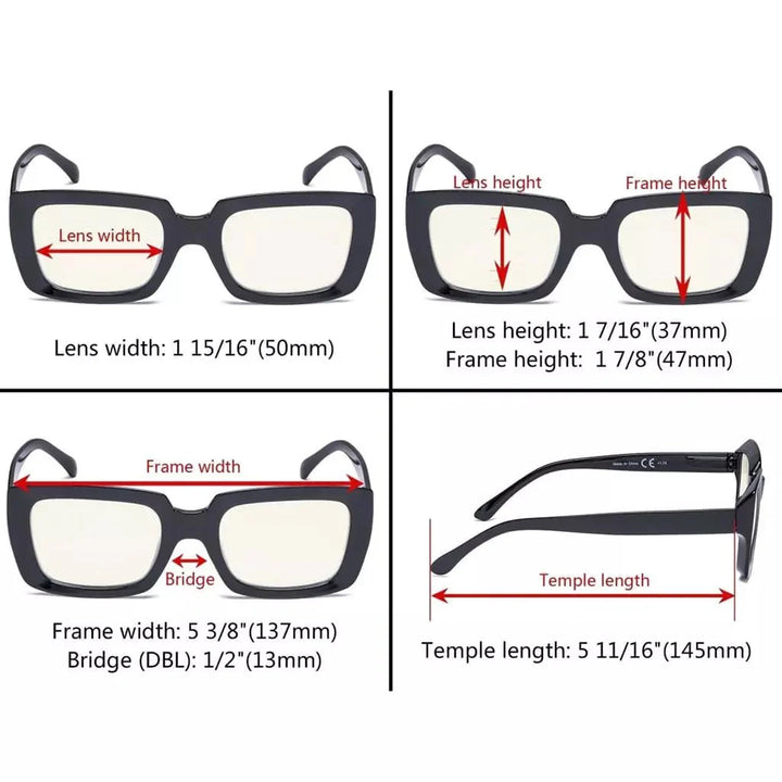 Stylish Thicker Frame Blue Light Filter Reading Glasses UVR9107
