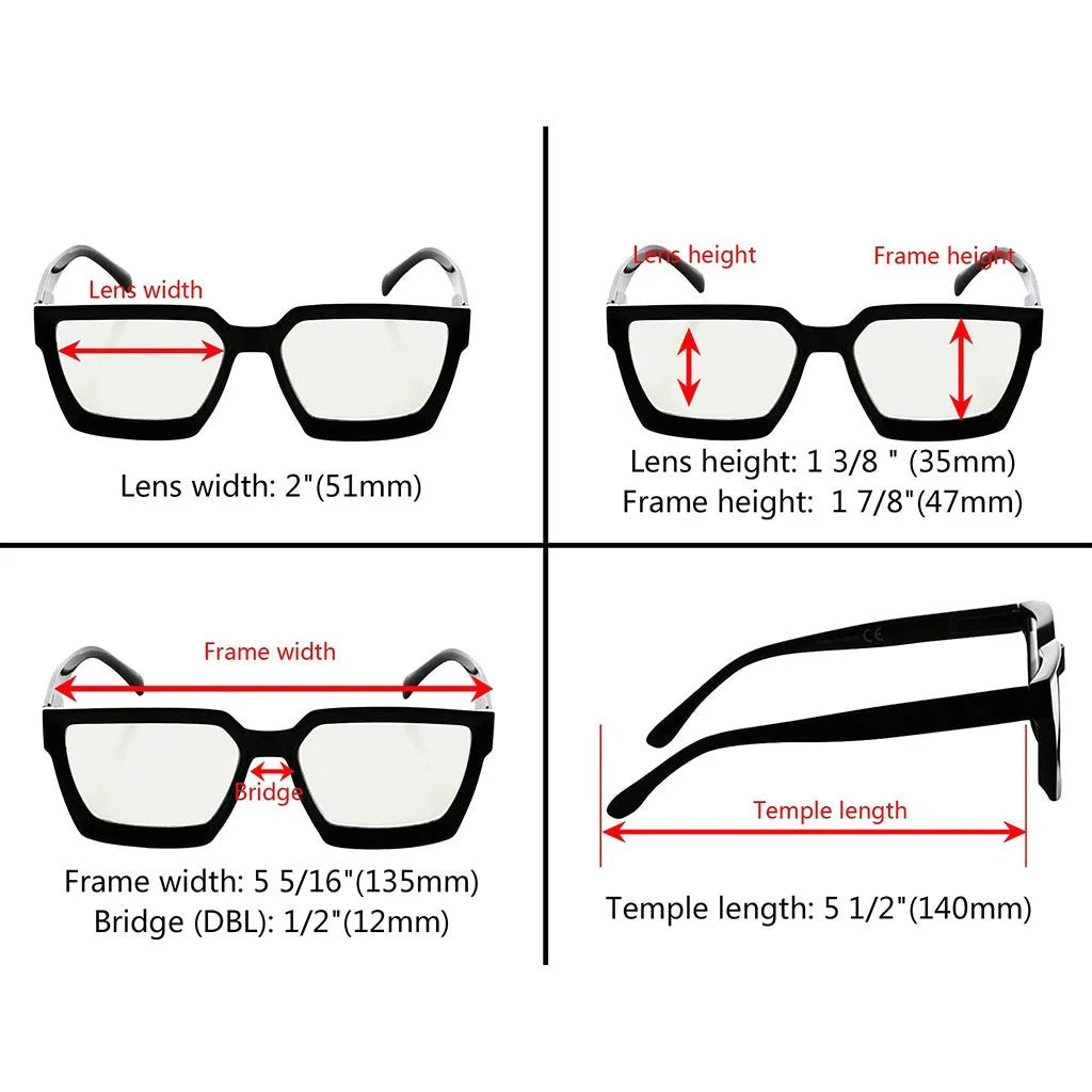 Stylish Thicker Frame Multifocus Reading Glassses M2003