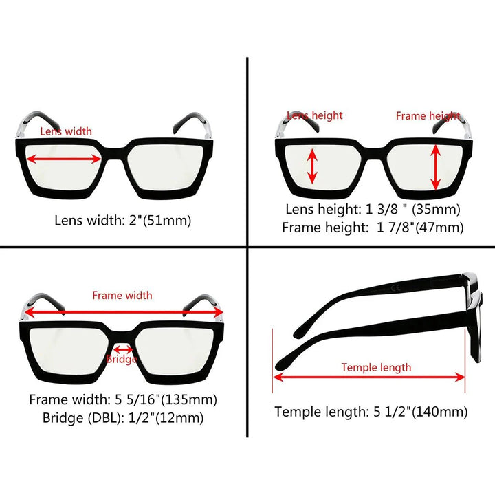 Stylish Thicker Frame Multifocus Reading Glassses M2003