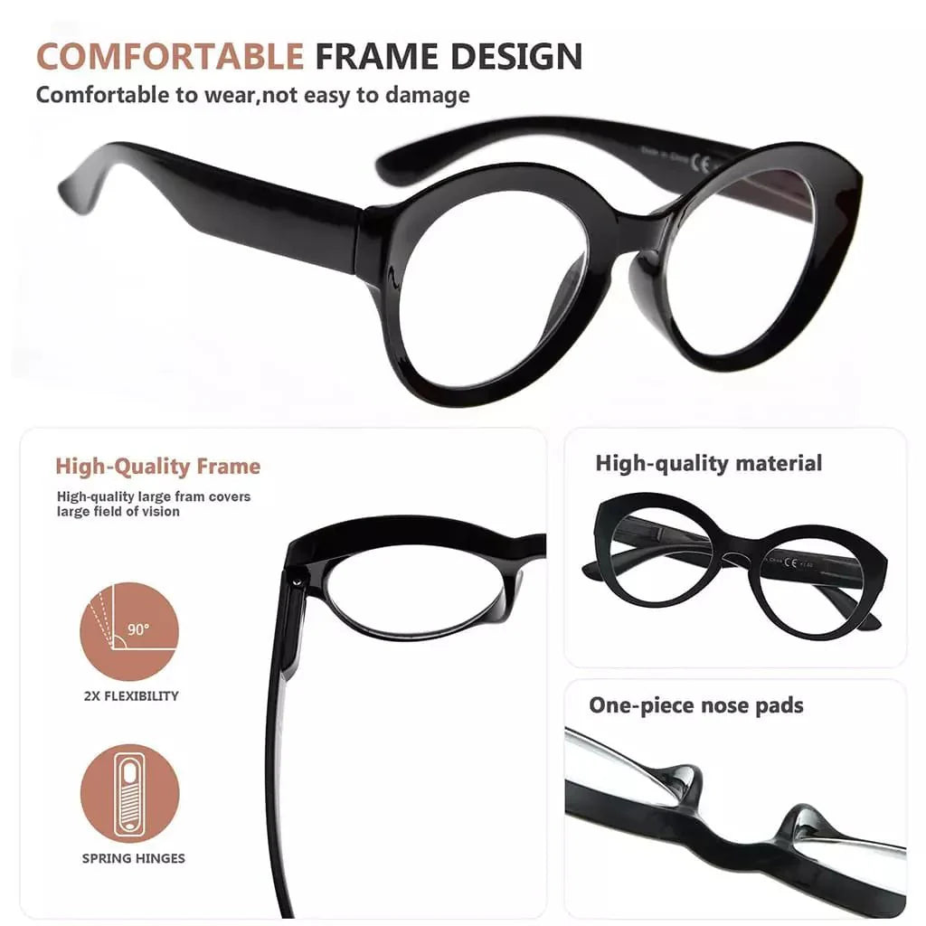 Stylish Thicker Frame Round Reading Glasses R2004
