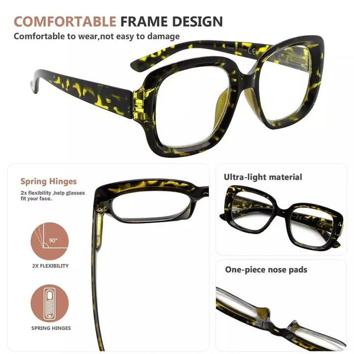 Stylish Thicker Reading Glasses Square Readers R2035