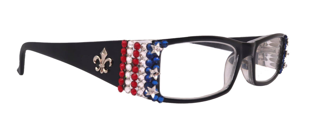 The French Bling Fleur De Lis Reading Glasses with Genuine European Crystals