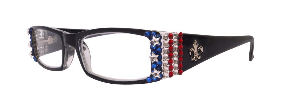 The French Bling Fleur De Lis Reading Glasses with Genuine European Crystals