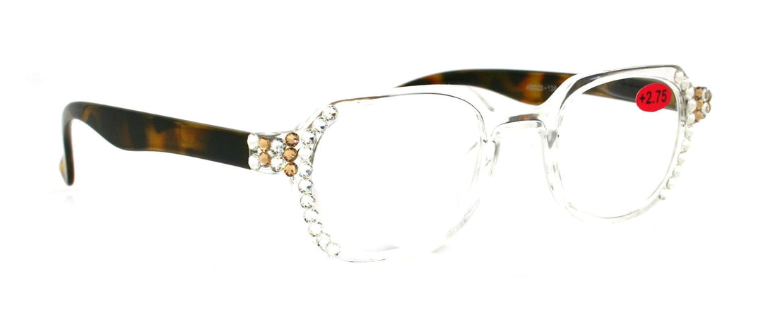 The Hexagon Bling Reading Glasses with Genuine European Crystals