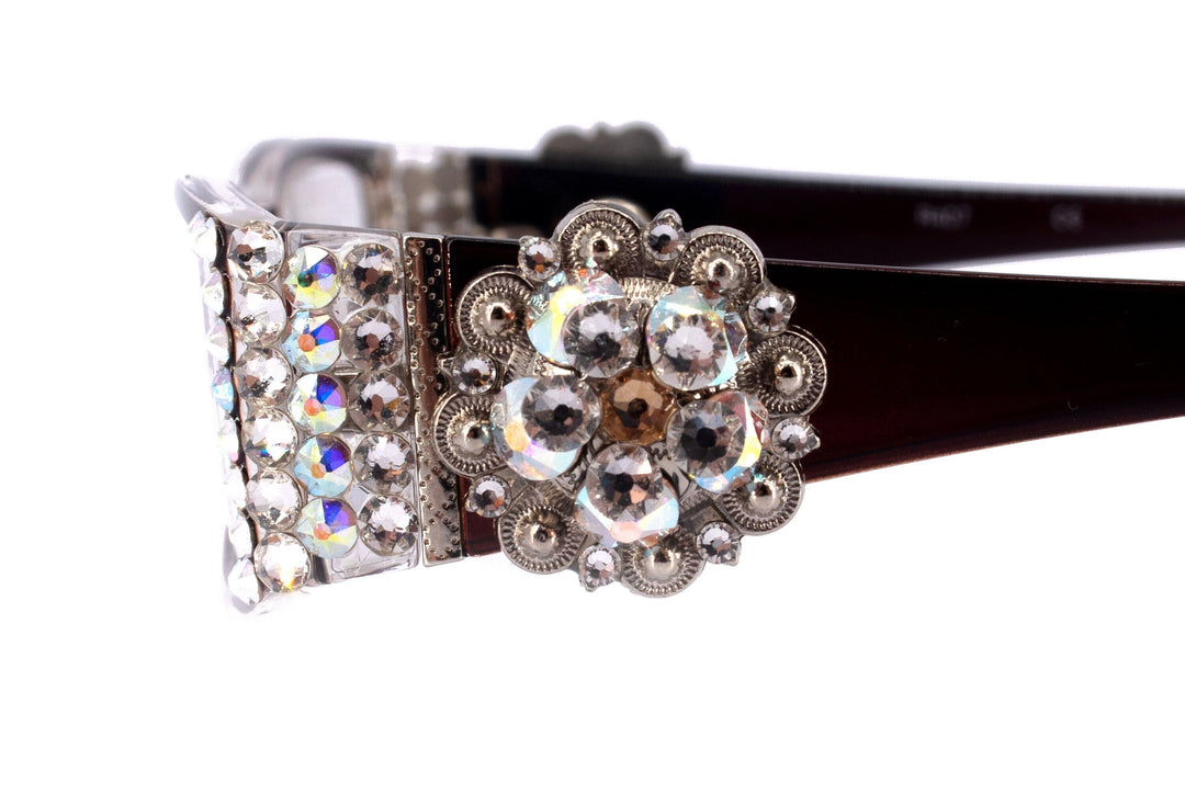 The Medallion, (Bling) Reading Glasses for Women W (Clear, AB Aurora Borealis) Genuine European Crystals Western Concho NY Fifth Avenue