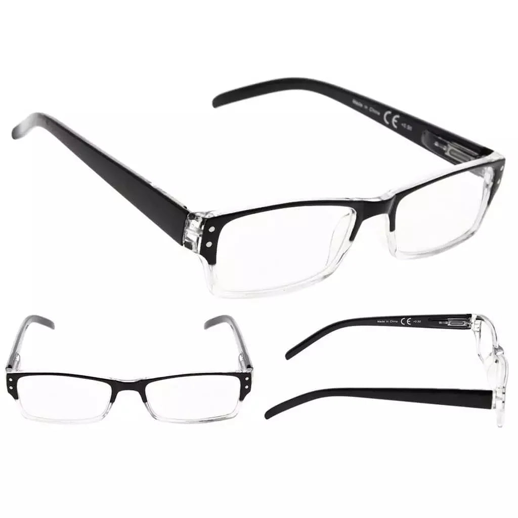 4 Pack Rectangle Reading Glasses for Oval Face R012