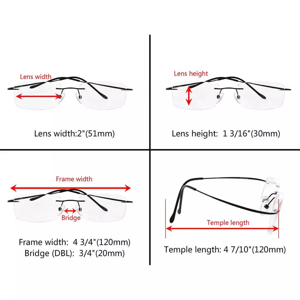 Titanium Rimless Reading Glasses R1508