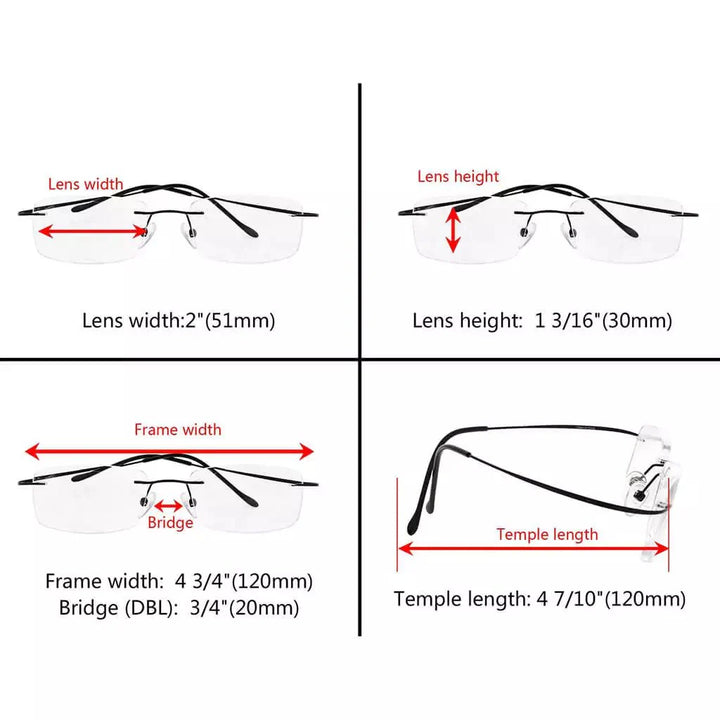 Titanium Rimless Reading Glasses R1508