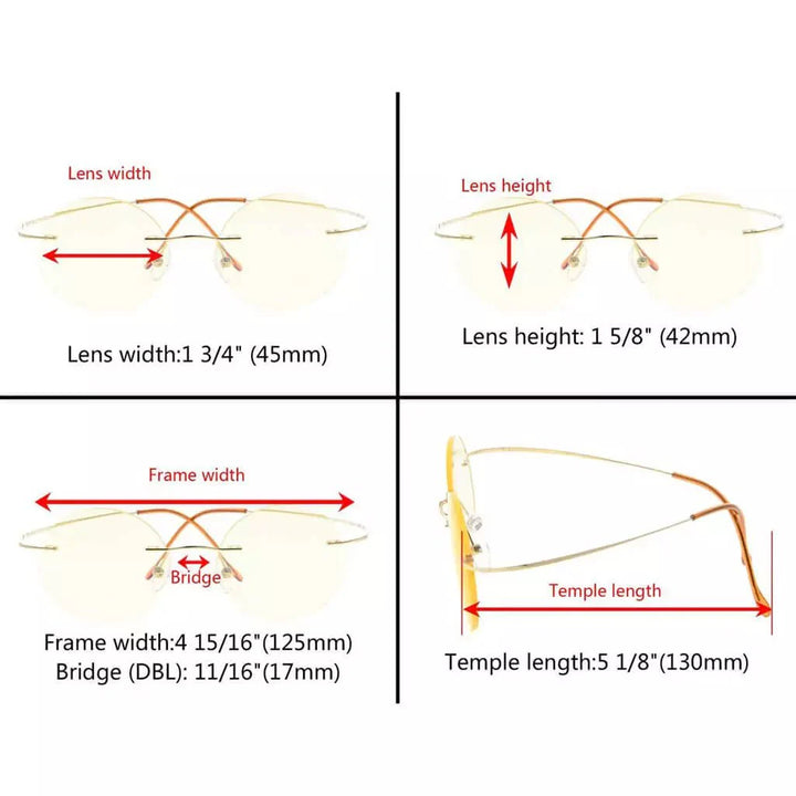 Titanium Rimless Round Reading Glasses Circle Readers R15026