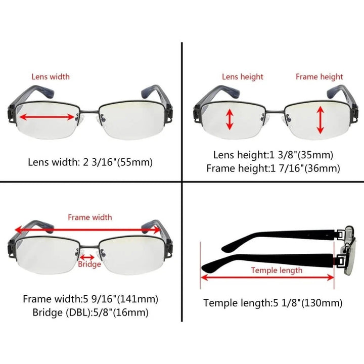 Titanium Semi-rimless Blue Light Filter Eyeglasses 002B