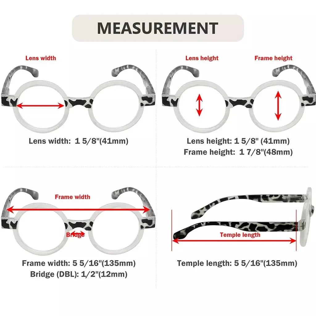 Tortoise Reading Glasses  Round Style 4 Pack for Women R2007Z