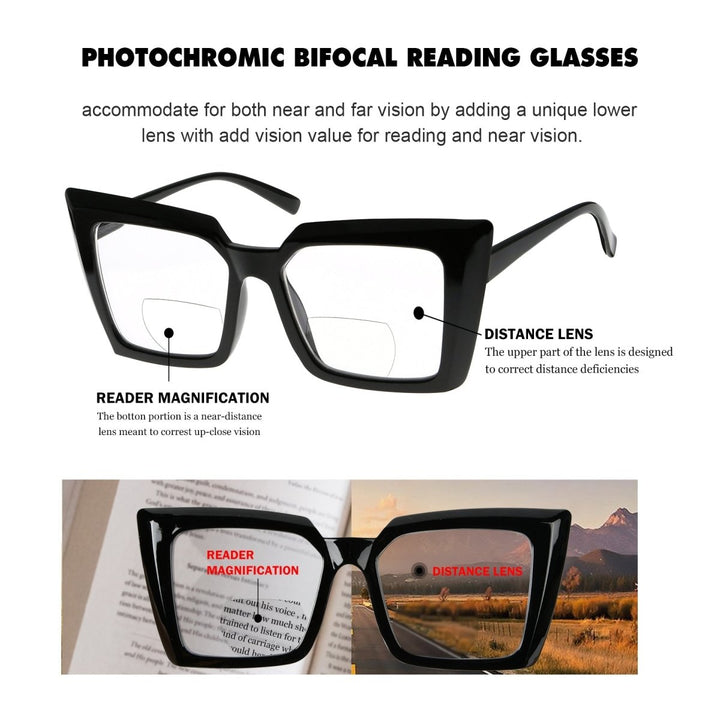 Gafas de lectura bifocales fotocromáticas de transición