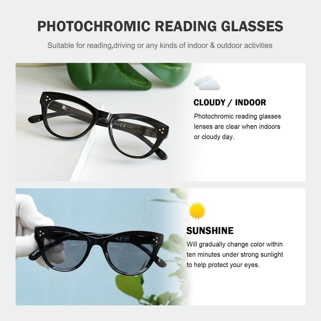 Thicker Frame Transition Photochromic Reading Glasses BS9108